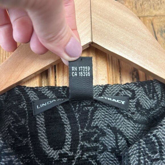 Linda Allard Ellen Tracy 0P Black Gray Open Front‎ Paisley Blazer - Picture 8 of 10